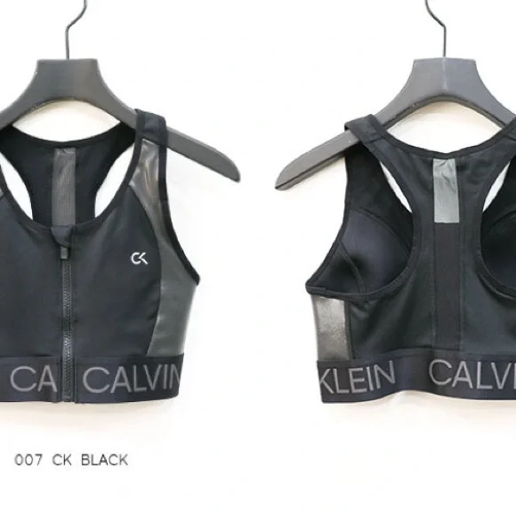 Calvin Klein Performance Front Zip Sports Bra Black/Gray Size Small - Picture 8 of 10